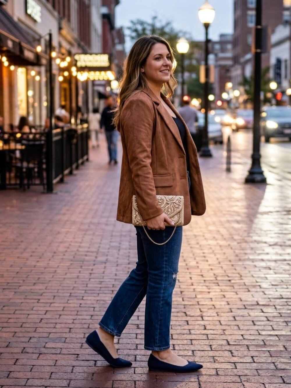 Stoosh Suede Blazer Coat Jacket sz Medium Women's Brown Caramel Neutral Western